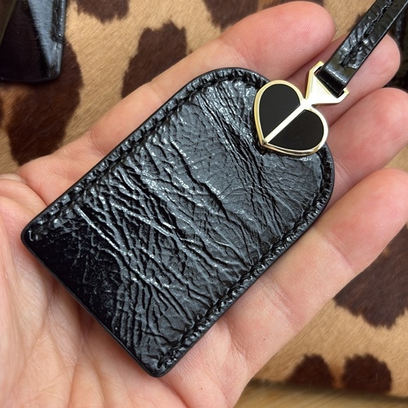 Kate Spade Margaux Medium Caviar Leather Leopard Calf Hair Crossbody Satchel Bag - Picture 4 of 17